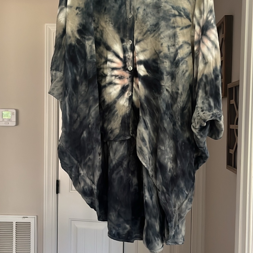 Tie-Dye Button-Up Poncho